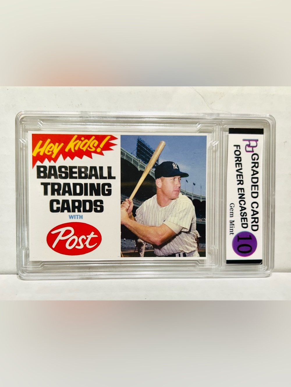 MICKEY MANTLE POST CEREAL BASEBALL CARD 1960’s RP GRADED 10!! & Encased! See..